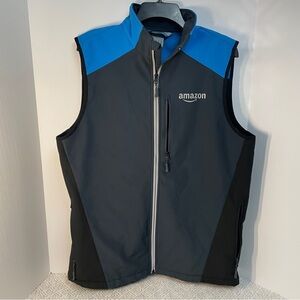 Amazon Men L Charcoal and Bright Blue Softshell Winter Vest